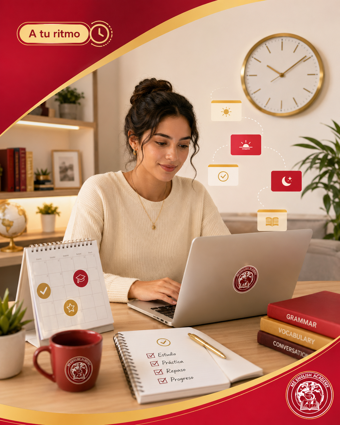 Estudia a tu propio ritmo, en los horarios que mejor se adapten a tu vida.